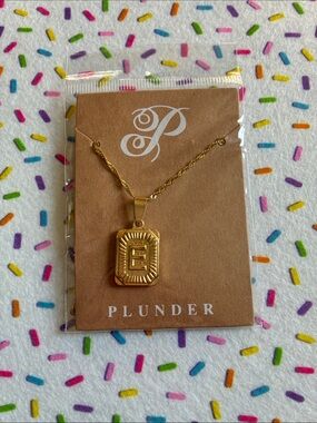 Plunder Gold-tone Initial E Pendant Necklace